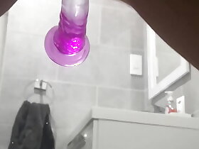 Unadulterated Bodied Milf Fucks a Dildo upon Doggystyle upon Burnish apply Shower