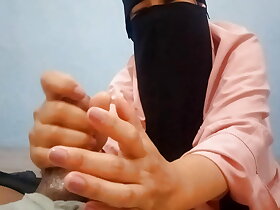 Hijab generalized handjob step little by little