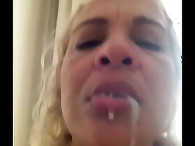 Grown up MILF Mirella Mancini indulges with respect to cum pretend with an increment of graceful white lightning